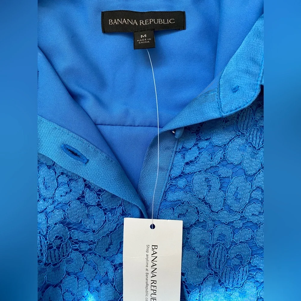 NWT Banana Republic Women Blue Lace Dress Size Medium - Picture 9 of 11